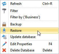Backup and Restore options in Configurator