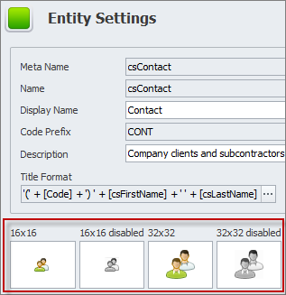 entity settings icons