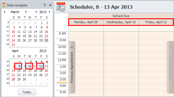 schedule tasks with date navigator