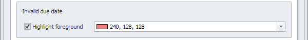 task due date highlight invalid due date foreground