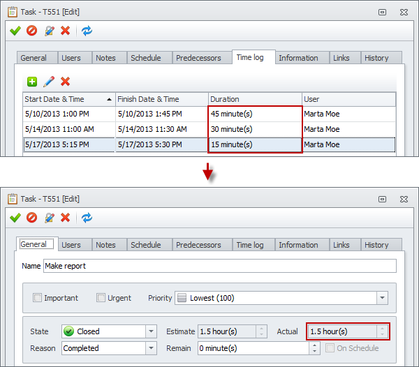 time logs summary duration