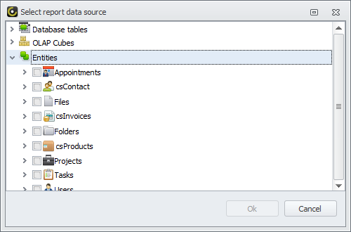 default and custom entity reports
