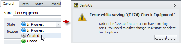 Is task with time logs turns back to state Created Is task with time logs turns back to state Created